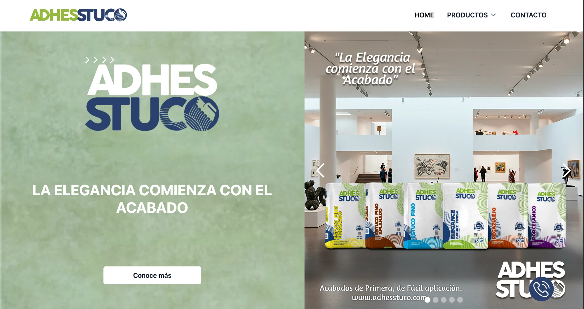 Adhesstuco — Sitio web con CMS para marca de construcción