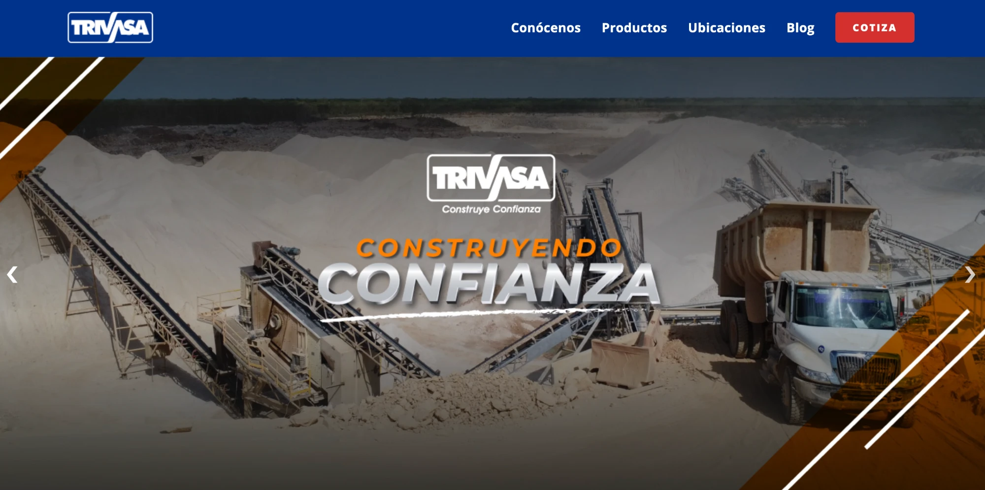 Trivasa — Sitio web con CMS para materiales de construcción